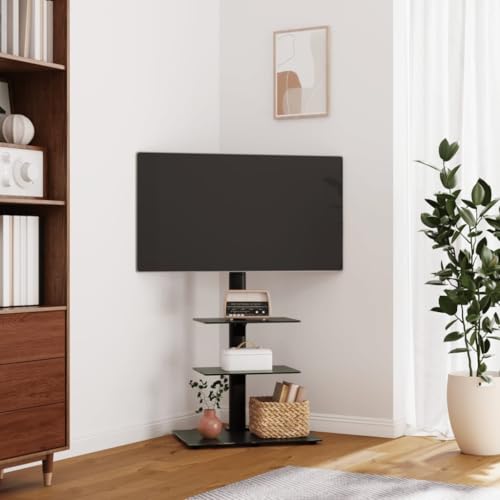 Meuble TV d angle noir 32-65 pouces avec support 3 niveaux modulable