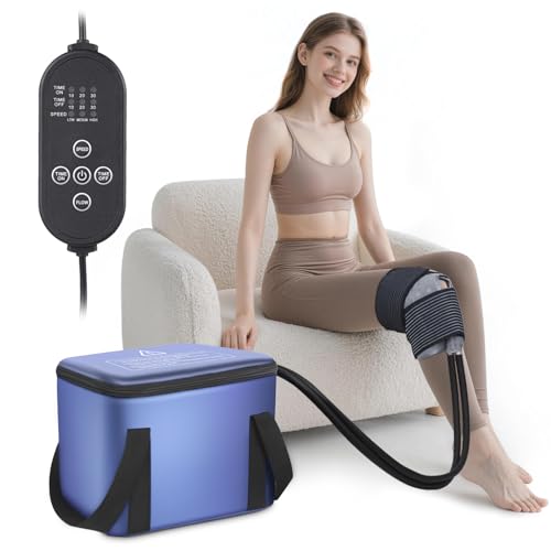 Image of Ice Machine for Knee After Surgery, Portable Cold Therapy Machine with Timer, Silent Pump, Pain Relief System, Comfort Pad for Knees Waist Elbows Hip and Ankle, Dad Gifts & Mom Gifts, Blue