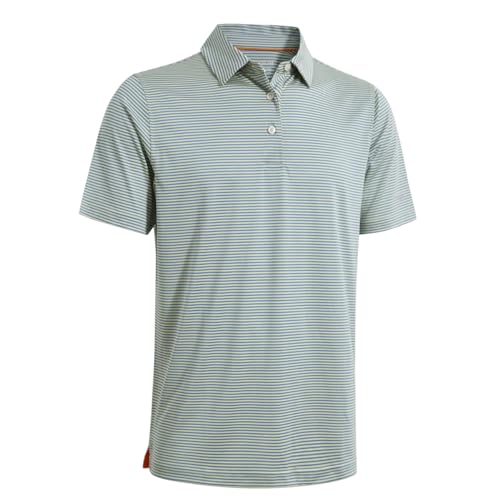 Image of Men's Golf Polo Shirts Short Sleeve Striped Performance Moisture Wicking Dry Fit Golf Shirts for Men