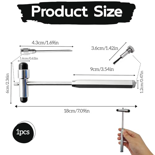 Neurologischer Reflexhammer mit Bürste, Hochwertiger Reflexdiagnosehammer für Muskelreflexe und neurologische Untersuchungen, Doppelter Kunststoffkopf, ergonomischer Griff, schwarz