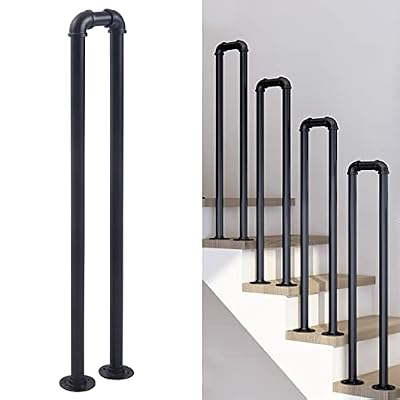 5pcs U-Shaped Stair Handrail 33.5in Industrial Railing Non-Slip Grab Bar for Indoor or Outdoor Garden Loft Corridor Villa Hotel Elderly Children's Support Poles
