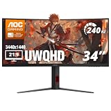 AOC 34' Curved Gaming Monitor UWQHD 240Hz VA AMD FreeSync Premium, CU34G4Z