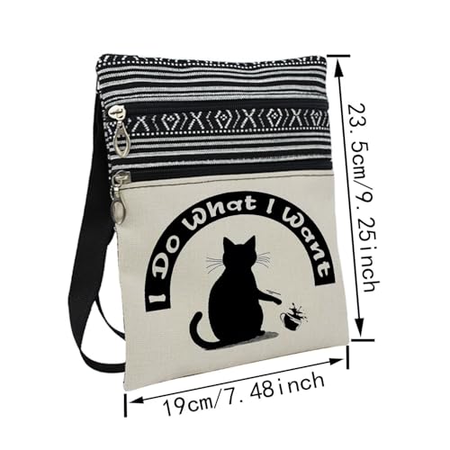 Funny Troublemaker Cat Messenger Bag Small Ethnic Pattern Printed Adjustable Strap Crossbody Zipper Pouch Funny Troublemaker Cat Phone Organizer Wallet Cute Shoulder Handbag for Women-12