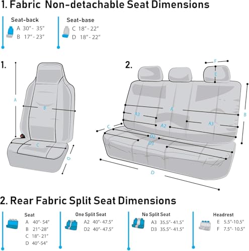 FH Group Supreme Modernistic Three Row Car Seat Covers, Airbag and Split Ready, 8 Seater - Universal Fit for Cars, Trucks, & SUVs Blue by FH Group - Image 6