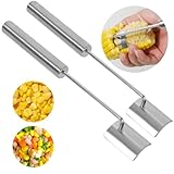 2025 NEW Long Handle Stainless Steel Corn Stripping Tool, Corn Cob Stripper,Corn Cutter, Corn Peeler,Easy Clean Corn Peeler Corn Cob Stripper Tool (2PC)
