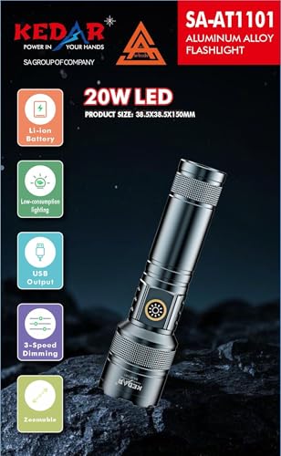 Image of kedar-sa-at1101 Torch Light, Adjustable zoomin Zoom Out with Adjustable 3 Lights Modes