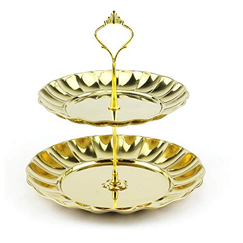 HAPPYX Soporte para Tartas 2 & 3 Pisos Frutero Bocadillo Bandeja De Servicio Soporte De Frutas Decoración Metálica para La Boda Inicio Fiesta De Cumpleaños Cover