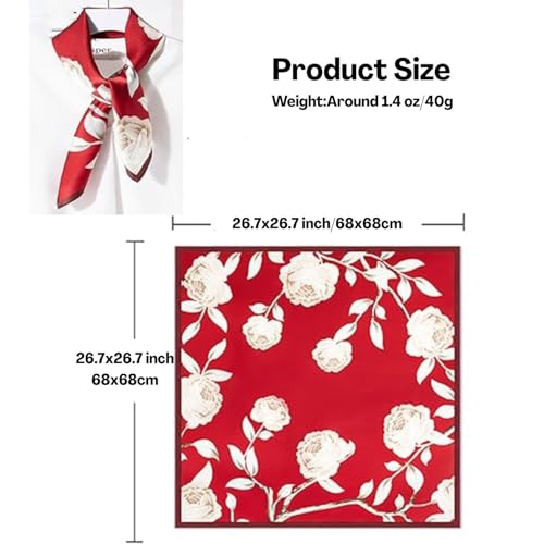 Image of Camellia Scarf for Women Stylish, Versatile Silky-Feel Satin Scarf for Women