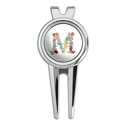 GRAPHICS & MORE Letter M Floral Monogram Initial Golf Divot Repair Tool and Ball Marker