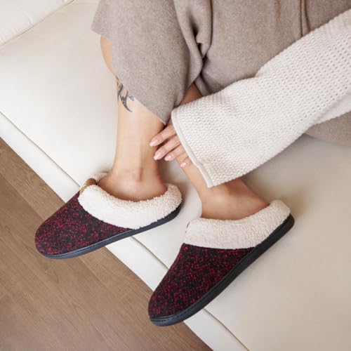 Image of ULTRAIDEAS Women's Indoor Bedroom Slipper with Memory Foam, Gift for Women, Wool-Like House Shoe with Anti-Skid Rubber Sole for Ladies