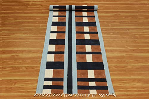 Casavani Indian Handmade Cotton Carpet Geometric Black & Multicolor Area Dhurrie Best Uses For Home/Office 4X8 Feet Rugs For Bedroom,Living Room,Kids Room,Hallway Enterway,Kitchen 12X12 Feet Square #TOP7