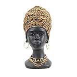 Smadeer African Statue and Sculpture for Home Decor, Women Figurine in Antique Gold Color