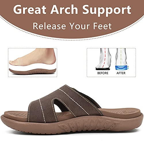 Kuailu Womens Fashion Orthotic Slides Ladies Lightweight Athletic Yoga Mat Sandals Slip On Thick Cushion Slippers Sandals With Comfortable Plantar Fasciitis Arch Support (10, Brown, Numeric_10) #TOP5