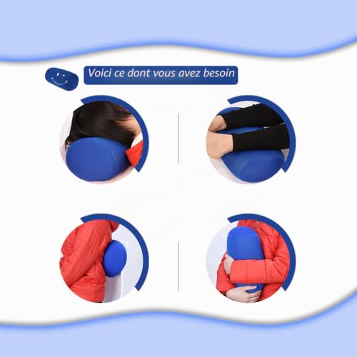 Oreiller Enroulable, Coussin à Microbilles, Micro Mini Oreiller, Mini Rouleau de Soutien Cervical, Dos Rouleau Coussin Sommeil Soutien du Cou Confortable, pour la Maison ou Le Voyage(Bleu) – vue 5