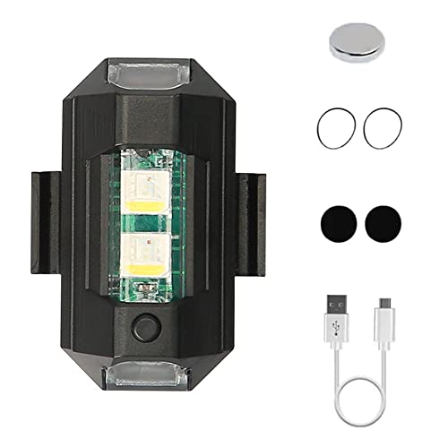 Riloer Luz estroboscópica LED, recargable por USB y resistente al agua, 7 modos de luz LED regulados, adecuada para motocicletas, vehículos, bicicletas, coches voladores