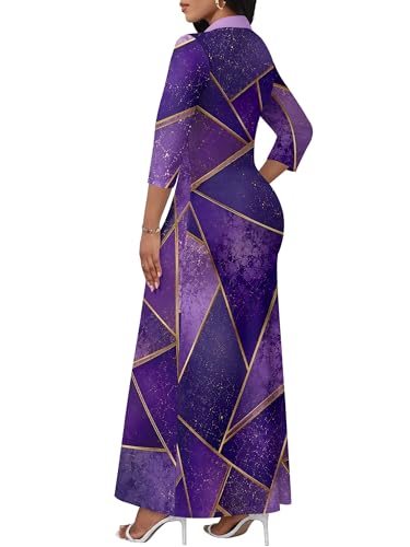 Image of PinkPatty Women's Casual 3 /4 Sleeve Polo V Neck Bodycon Maxi Dress