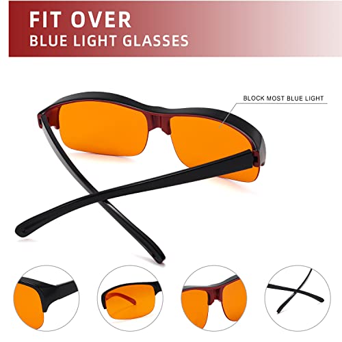 Image of Eyekepper 100% Anti-Blue Light Blocking Fitover Glasses Wear Over Computer Glasses With Amber Lens