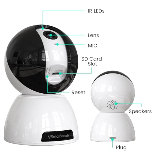 Image of 1080P HD Pet Camera,Dog Camera with Phone App,360 Cameras for Home Security Indoor w /Night Vision,Motion Detection,2-Way Talk,Cloud & SD Card Storage,Siren,WiFi Camera Supports Alexa