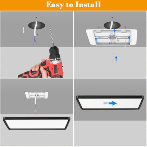 Image of ELEPHANTBOAT 48W LED Ceiling Lights with Remote, Chandelier Lights for Ceiling, 3000K-6500K Dimmable Flush Mounted Fancy Light, 58x22cm, Ceiling Lamp for Living Room, Hallway, Bathroom