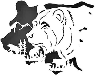 Bear Scene - Scooter Hill Design Reusable Sturdy Stencil Clear Custom Cut Plastic Sheet Template Cutout Sign DIY Supplies for Airbrush Painting Drawing 1-8x10 inch