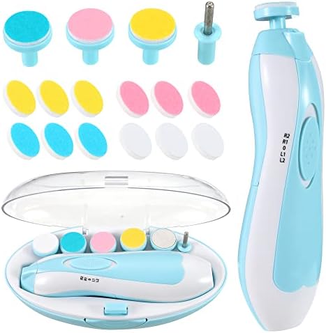 NECOTT Baby Nail Clippers with Light, 20 in 1 Electric Nail File Kit Nail Trimmer, Automatic Safe-Stop System Additional Soft Replacement Heads for Newborn Baby, Toddler, Children, Adult