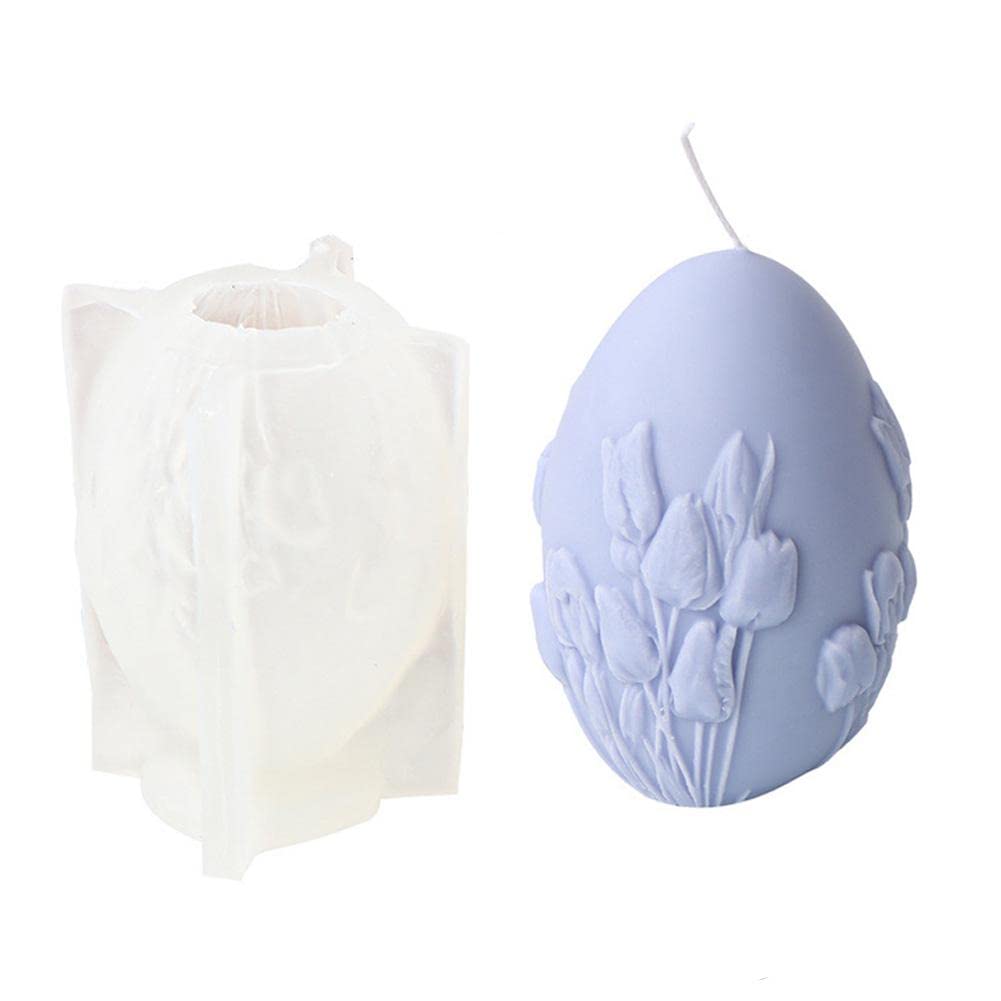 Moule à Bougie en Silicone 3D for œuf de Pâques, Moule à Bougie antiadhésif Moule à gâteau en Mousse Moule à Dessert, Bricolage Artisanat Fondant Bonbons Cupcake Savon Moule à pâtisserie