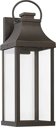 Capital Lighting 946421OZ-GL Bradford Night Sky Clear Glass Rectangular Outdoor Wall Lantern, 1-Light 7 Watt, 21" H x 7" W, Oiled Bronze