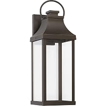 Capital Lighting 946421OZ-GL Bradford Night Sky Clear Glass Rectangular Outdoor Wall Lantern, 1-Light 7 Watt, 21" H x 7" W, Oiled Bronze