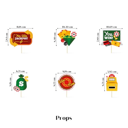 Image of Just Party Casino Theme Party Decoration - 37 pcs Happy Birthday Decoration Kit for Adults | Vegas Theme Birthday Decoration Items for Boys & Girls | Includes Props, Banners, Cake Topper, Setup Tools