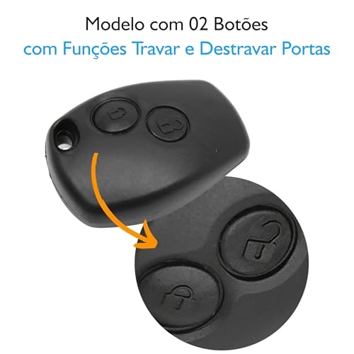 Kit Capa Carcaça Controle de Chave Logan Sandero Duster Clio Modelo com 2 Botões