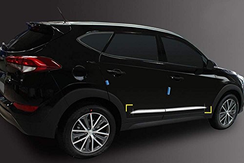 Automotiveapple Safe D041 Chrome Side Skirt Garnish Accent Under Molding Trim 4-Pc Set For 2016 2017 2018 Hyundai Tucson #TOP7