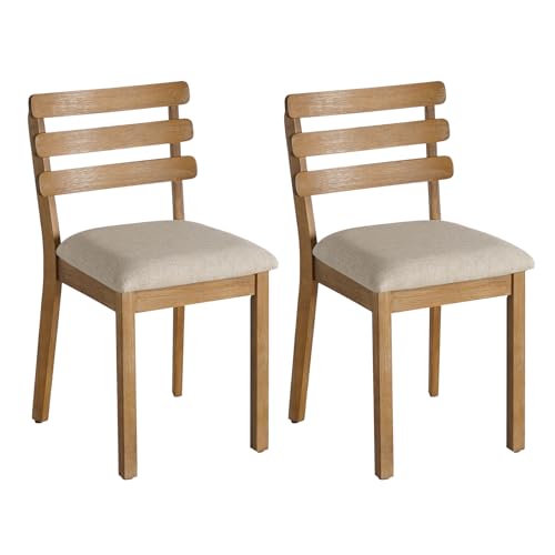 Image of Solid Wood Dining Chairs Set of 2, Ergonomic Upholstered Dining Chairs