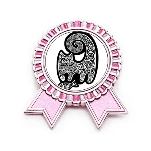 Broche chat noir et blanc en métal rose taille M pour personnaliser vos vêtements
