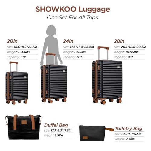 Showkoo 002 Luggage Sets 3 Piece Hardside Expandable Suitcase thumb #8