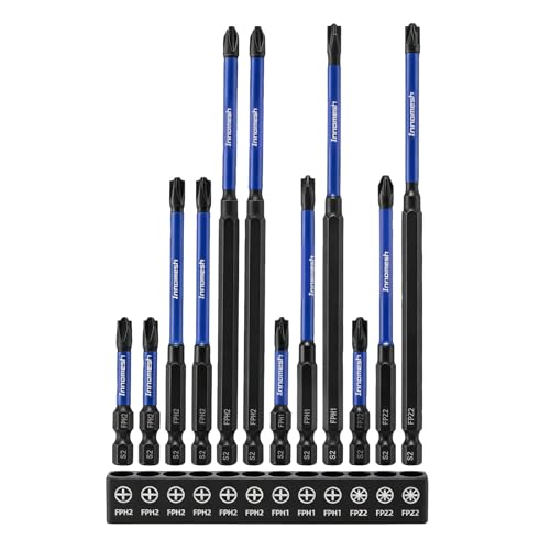 Innomesh 12PCS ECX Magnetic Screwdriver FP Bit Set FPH1 FPH2 FPZ2 Pozidriv Screwdriver Assortment 50mm 100mm 150mm Hardened S2 Steel Impact Tools for Circuit Breakers Electricians