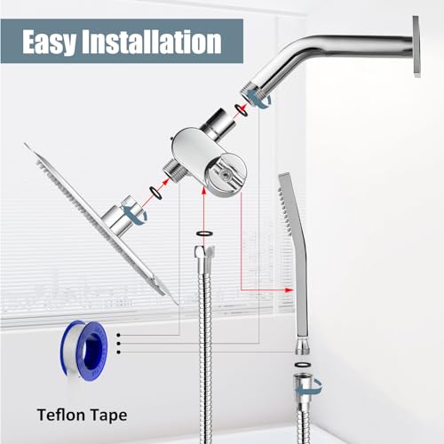 Aolemi Shower Tub Faucet Set with Handheld Spray Shower System Single Shower Rainfall Head and Handle with Tub Spout Combo Rough-in Valve Included Shower Trim Kit 6 Inch Shower Head Polish Chrome by Aolemi - Image 9