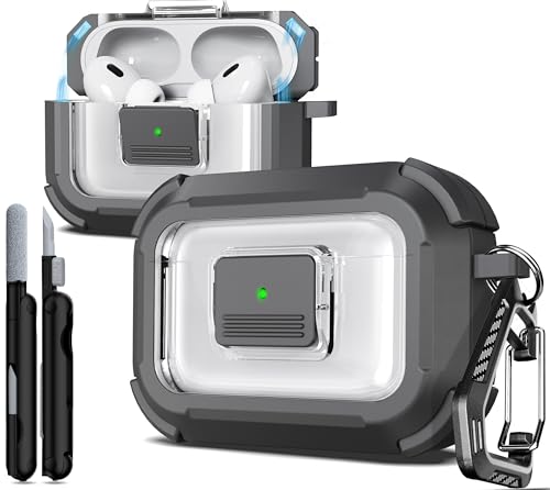R-fun AirPods Pro ��2����p �ی�P�[�X�AMagsafe�Ή��A�}�O�l�b�g���������b�N�A�N���[�j���O�L�b�g�t���AAirPods Pro 2 �ی�P�[�X�ɓK�� -�O���[