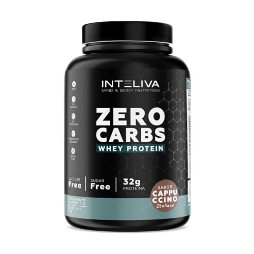 Proteínas, Inteliva Proteína Zero Carbs en polvo, whey sin lactosa, sin azúcar. 32 gramos de proteína por porción. 25 porciones, 1kg. (Cappuccino Italiano)