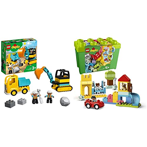 LEGO 10914 Duplo Classic Caja de Ladrillos Deluxe, Juguete de Construcción Educativo para Niños y Niñas + 1,5 años + 10931 Duplo Town Camión y Excavadora con Orugas Juguete de Construcción