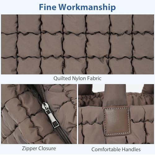 Juoxeepy Laptop Tote Bag Puffy Bag for Women Work Bag Quilted Puffer Tote Bag with Compartments4