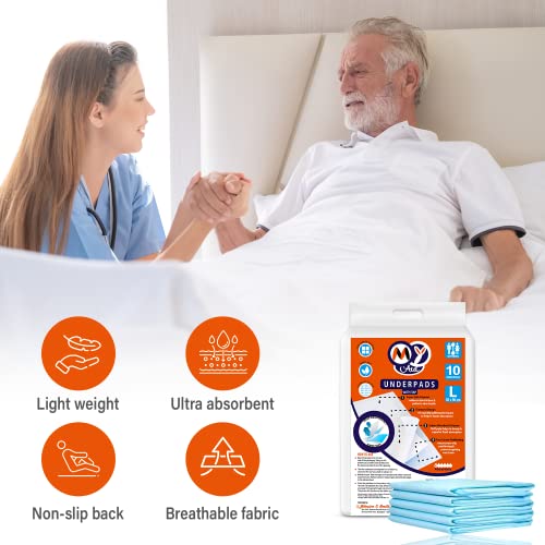 Image of Super Soft Underpads with Tape for Unisex Adults, Large 60 x 90 cm | Superior Absorbency & Leak Proof | Comfortable & Durable | 10 Count - Pack of 1