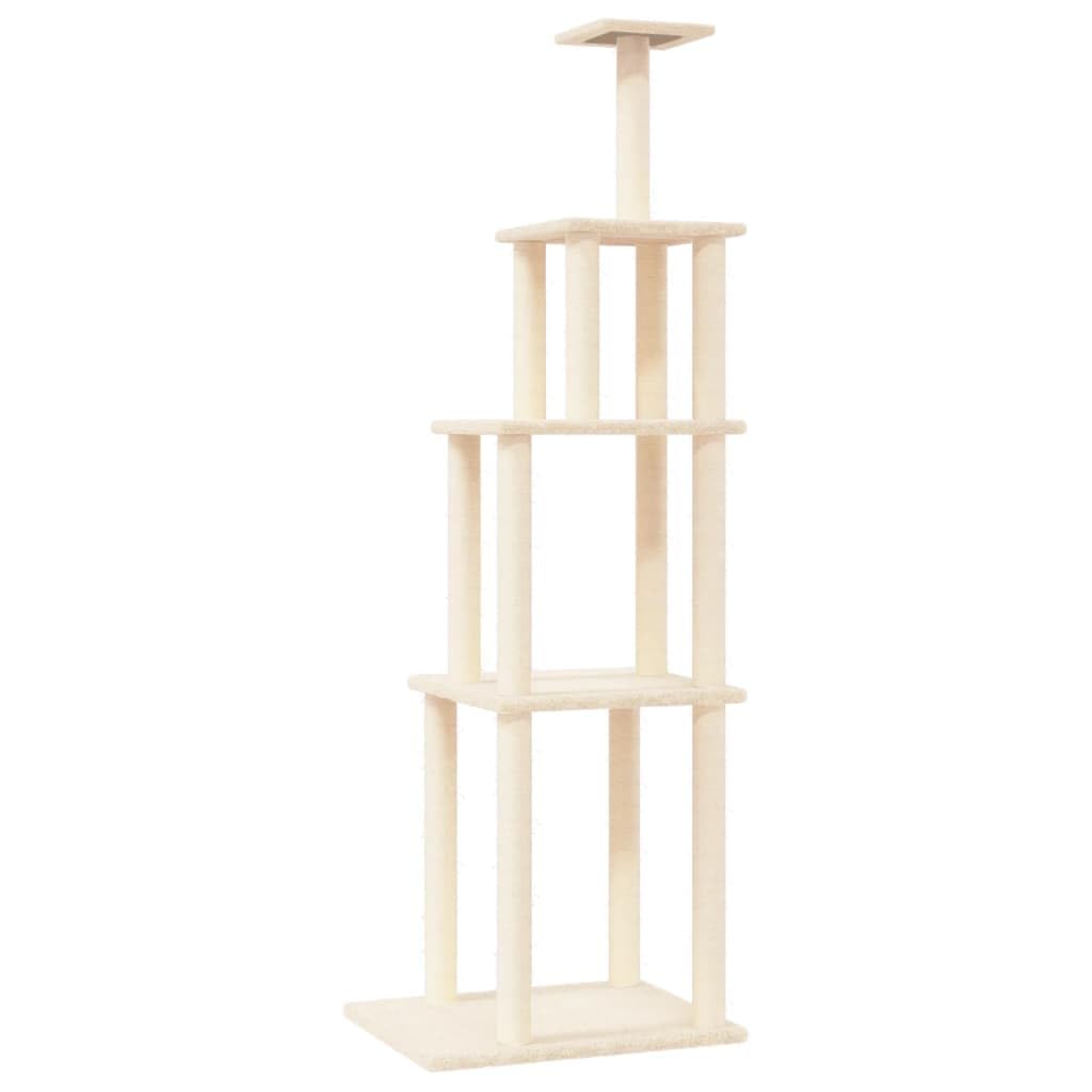 Arbre à chat géant pour aménager un espace de jeu surélevé dans votre salon crème