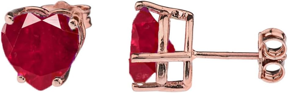 Solid 10k Rose Gold Heart-Shaped Personalized Birthstone Earrings