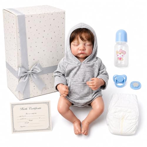 Muñeco Bebé Reborn Silicona Realista 49 cm Niño miniatura 1