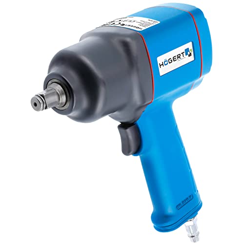 Högert Technik - Pneumatischer Schlagschrauber 1/2 I Schlagmechanismus - Twin Hammer I Leistungsbereich bis 1500 Nm I 3 Betriebsbereiche I Umschalter für die Drehrichtung Links/Rechts I HT4R623