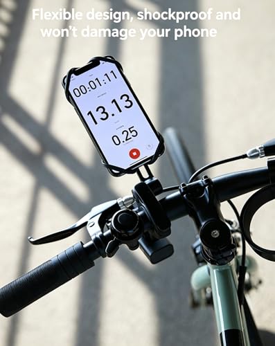 INLETTER Bike Phone Mount/Bicycle Phone Holder &ndash; 360&deg; Rotatable, Camera Friendly No Block Design, Fits 4.7-7" Phones, Compatible with Brompton, Gravel, Road, MTB & E-Bikes,B