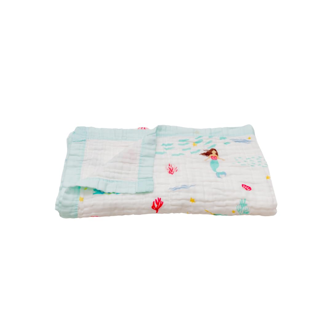 100% Cotton Muslin Baby Blanket | Soft & Breathable 6-Layer Swaddle & Receiving Blanket | Lightweight Quilt for Newborns, Infants & Toddlers | Gender-Neutral (Magical Mermaid Dreams)