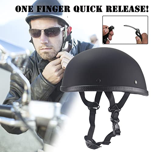 Motorcycle Half Helmet，Personalized Retro Helmet，Quick Release Buckle Half Skull Cap Open Face Motorcycle Helmet，For Chopper Moped Scooter Motorbike Mopeds Scooters Electric… (Color : Matt Black, Si #TOP2
