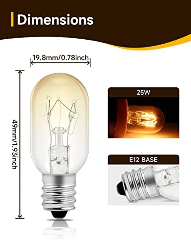 UNILAMP Salt Lamp Bulbs, Dimmable Brightness Light Bulbs, 25 Watt E12 Small Base, Himalayan Salt Lamp Light Bulb Replacement, Household Salt Lamps for Plug in Wax Diffuser (15 Pack)