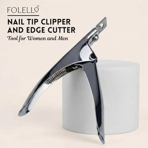 Image of FOLELLO Professional Nail Tip Clipper and Edge Cutter, Sharp Rustproof Nail Art Tool for Women and Men, Fake and Artificial Nails
